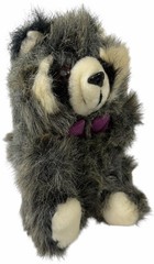 Vintage Superior Toy & Novelty 9″ Racoon Plush Stuffed Animal Purple Bow Tie
