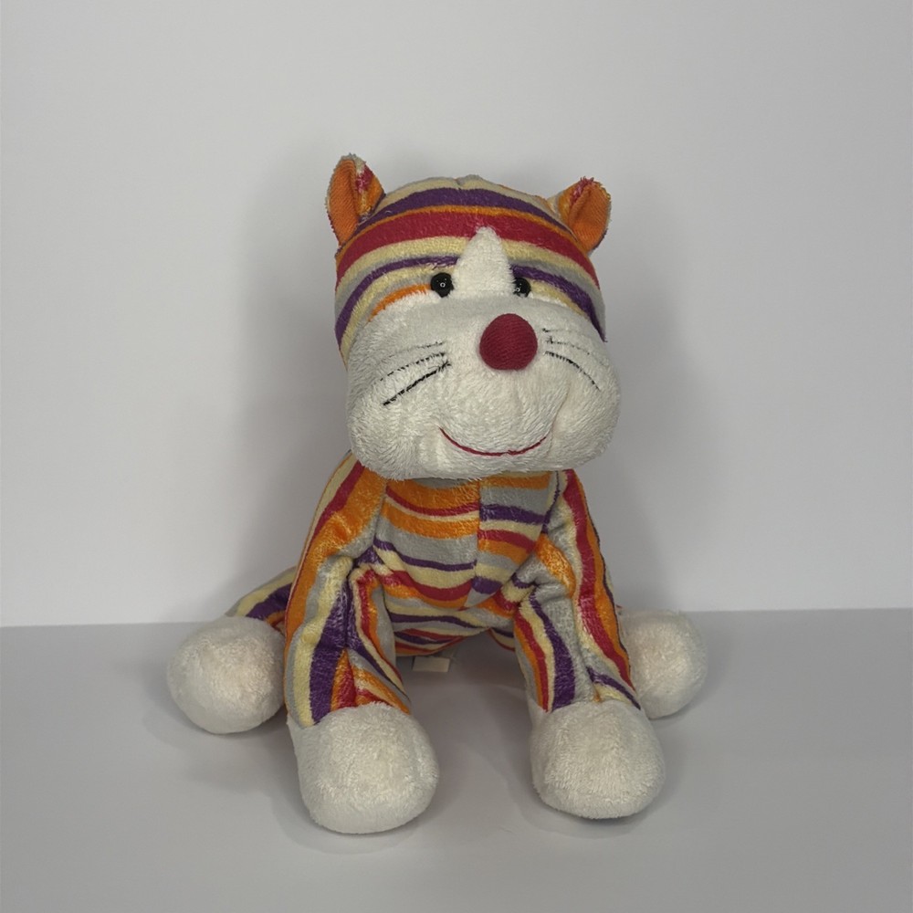 Webkinz Striped Cheeky Cat Orange Purple Ganz Plush Stuffed Toy No Code RARE