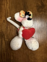 Vintage Diddl Diddlina Mouse Plush Keychain Bag Charm Heart Bow Depesche 90s