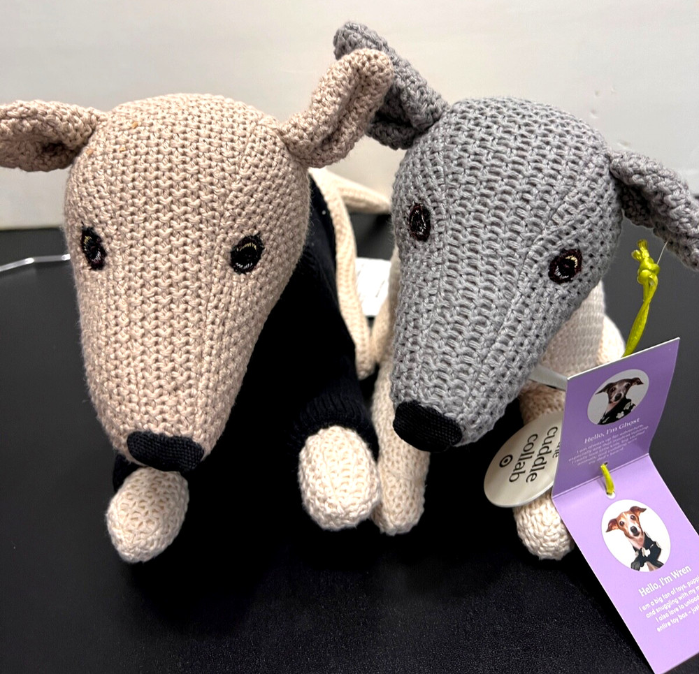 cuddle collab Dogs Plush Crocheted Quality Cotton Poly PLUSH — TWO Dogs NEW
