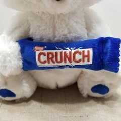 Kellytoy Nestle Crunch White Teddy Bear Plush Holding Candy Bar Stuffed Animal