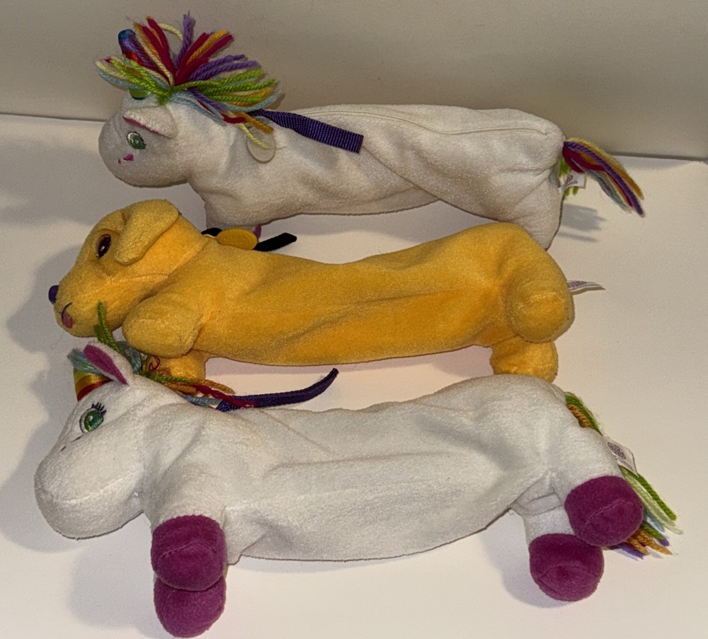 Vintage Lisa Frank Casey Yellow Lab Puppy Dog And Markie The Unicorn Pen Pouch