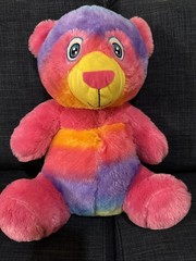 BJ Toy Co Inc Rainbow plush stuffed Teddy Bear Tie Dye sewn glitter eyes