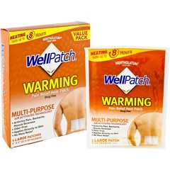 WellPatch Warming Pain Relief Heat Patch, 4 large 4 Count (Pack of 1), White