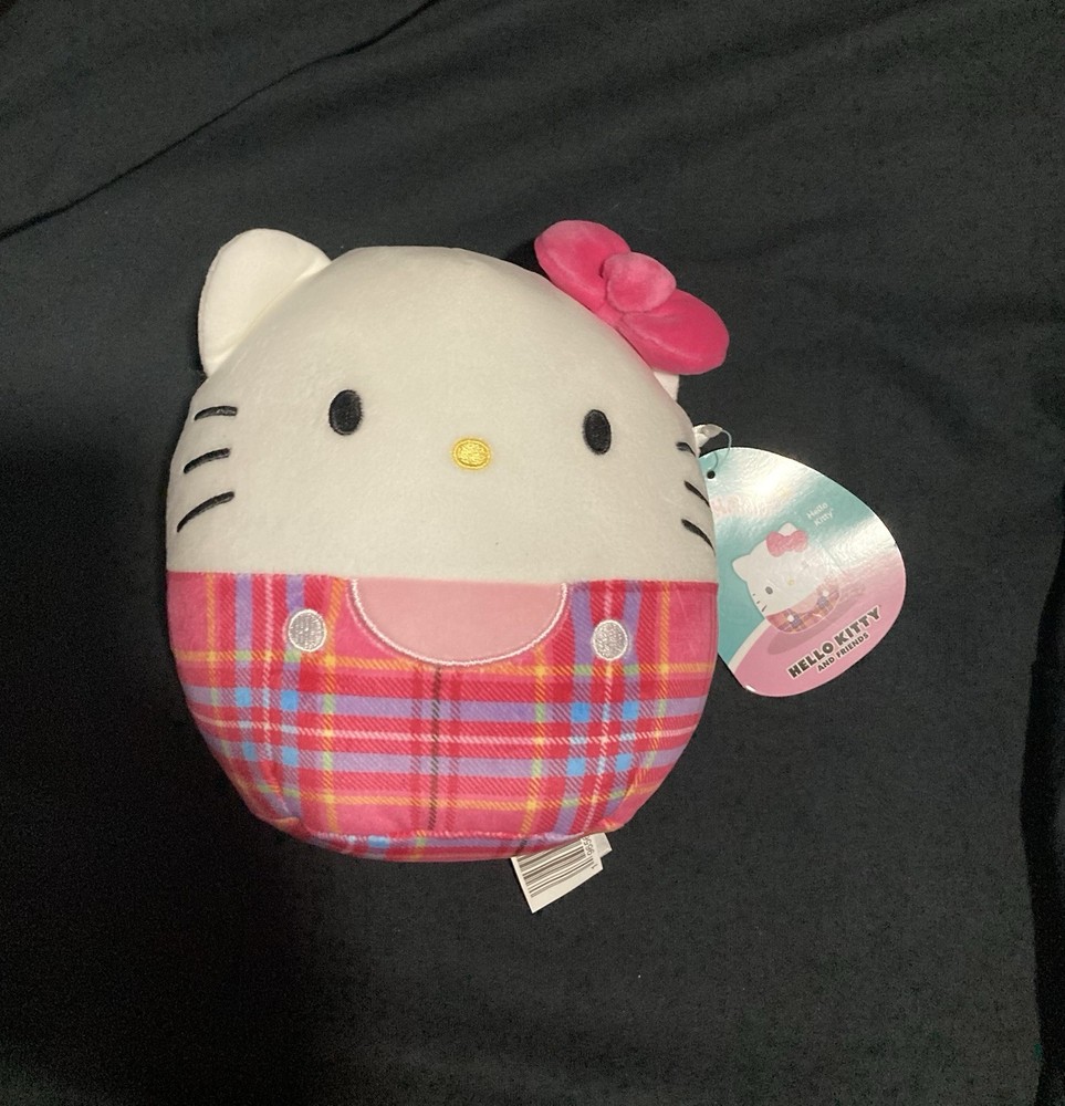 Squishmallow Soft Stuffed Animals, PP Cotton White Hello Kitty Plaid with Tag