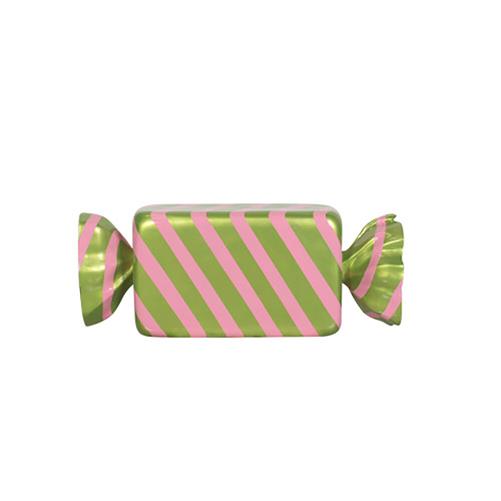 3′ Wrapped Rectangle Candy with Lime Green Wrapper with Hot Pink Stripes