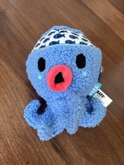 Bark Blue Octopus Plush Dog Toy w/ Fish Pattern Hat, Washable, Small