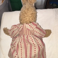 Rabbit Brown Beige Pink Striped Dress Bow Medium Plush Stuffed Animal
