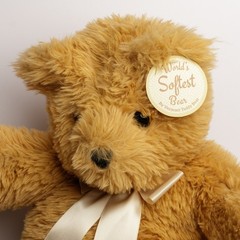 Vermont Teddy Bear 20″ Golden Brown World’s Softest Bear Brown Eyes Ivory Bow
