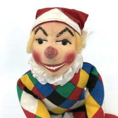 Kersa Punch Doll Jester Cloth Sculpted 1970s Germany 33cm 13in Clown Harlequin