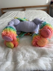 OOAK Handmade Pegasus Plush Rainbow Wings Fantasy Unicorn Art Doll Gift