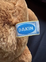 Vintage 1986 Dakin Fun Farm Teddy Bear 21″ Brown Plush Stuffed Red Bow Tie