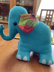 Barbara Sansoni Barefoot (Sri Lanka) Vintage Turquoise Elephant 8”x8”