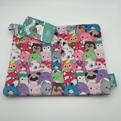 New Squishmallows Zipper Pouch Plush Pencil Cosmetic Bag Case Satin Lining 9×7″