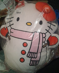 HELLO KITTY Winter Holiday 18in Character Shaped Christmas Snowman Pillow NIOP