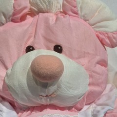 Vtg 1987 Fisher Price Puffalumps Plush Pink Mouse Original Dress Outfit CLEAN