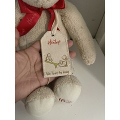 HAMLEYS of London Red Ribbon Soft Golden Beige Brown Teddy Bear Tags