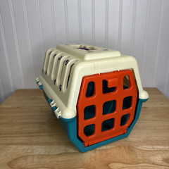 BATTAT Orange White Teal Dog Cat Pet Carrier Hard Plastic 10 x 8 Play Vet