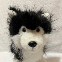 Apricot Lamb Fuzzy Black & White Husky 12″ Plush Toy Dog Alaskan Malamute