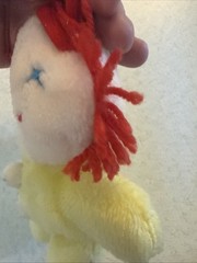 Vintage Eden Pastel Yellow Clown Plush Stuffed Animal Bell Rattle Sleeping Hat