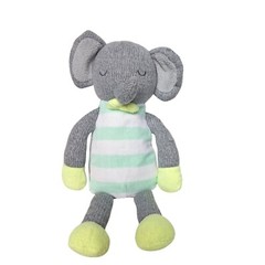 Cloud Island Elephant Plush Stuffed Animal Knit Gray Green White Striped Toy 14″