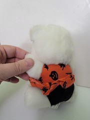 Vintage Plush White Teddy Bear Halloween Outfit Plushie Stuffed Toy Pachinko