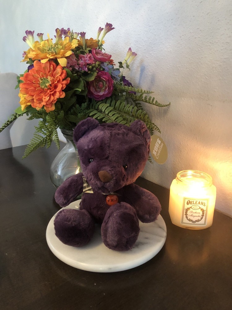 F.R.J. 10” Fuzzy Teddy Bear Stuffed / Purple