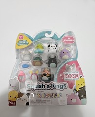 Squish-a-longs 8 Pack – 1” Mini-Squish with 2 Accessories, 1 Ring Series 1-RARE-