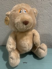 Vintage Russ Berrie #520 Teddy Bear Plush Tan 9″ Hard Sad Eyes Light Brown