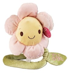 ITS A Girl Newborn Bendable Plush Smiley Face Flower Posable Baby Shower Gift