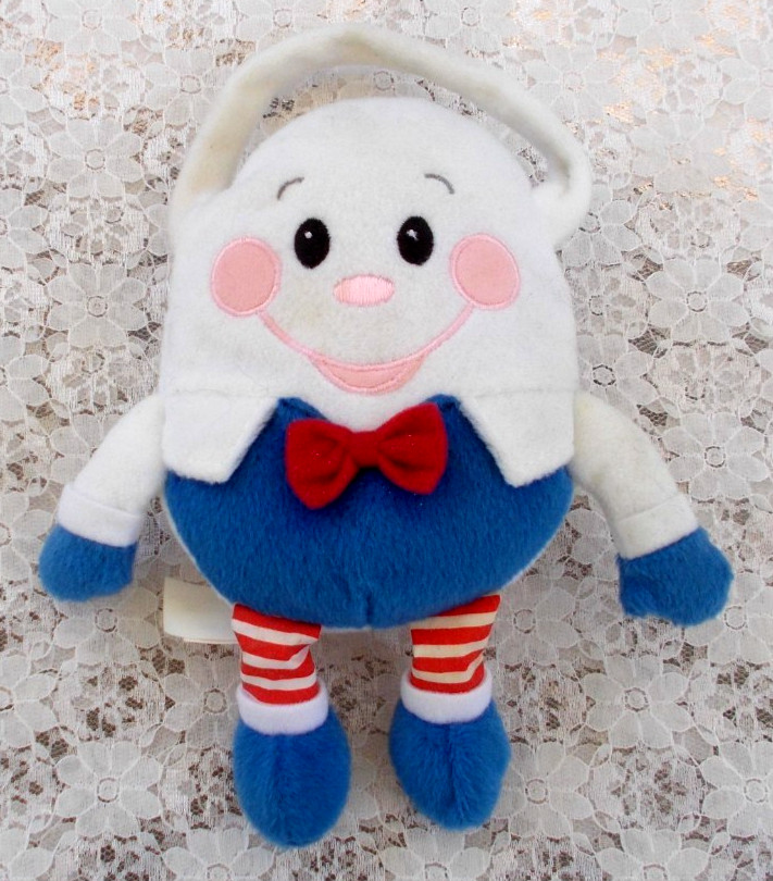 HUMPTY DUMPTY PLUSH EGG with Back Pocket holding 3 Egg shaped Nursery Rhymes