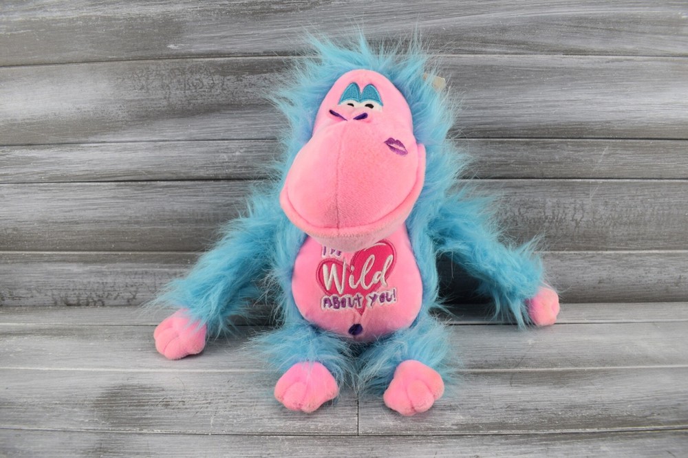 I’m Wild About You KIPP Brothers Monkey Plush Soft Toy Stuffed Animal Blue Pink