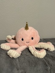NWT Pink Octopus unicorn head plushie approximately 10” soft material and cute.