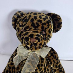 Bestever Leopard Cheetah Print Teddy Bear Plush Stuffed Animal Toy Sheer Bow 10″