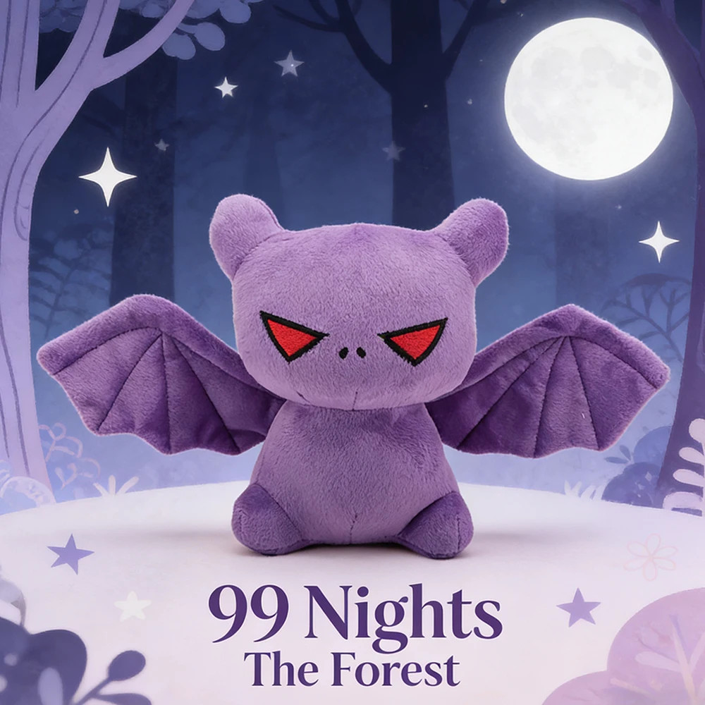 18cm 99 Nights in the Forest Bat Plush Toy, Purple Stuffed Animal Gift