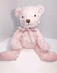 American Greeting Fuzzy & Cuddly Pink Teddy Bear With Pink & Brown Bow 12″