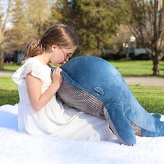 43 inch Blue Whale Plush Toy Super Soft Cuddle Pillow for Kids Adults Gifts