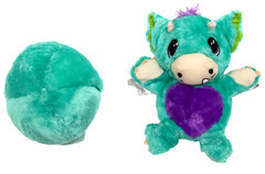 Ball Pets Plush Dragon Stuffed Animal Toy Teal Purple Heart Flip Open JD #8404