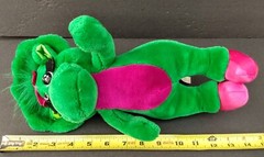 Vintage 1992 Baby Bop Green Purple Dinosaur Barney Show 15″ Plush Stuffed Animal