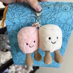 Jc Pair Of Marshmallows Keychain–Cute Plush Bag Charm Gift