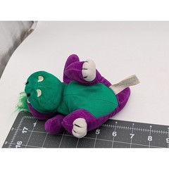 Nanco Plush Dinosaur Purple Green Hair Spikes Vintage Small Stuffed Toy