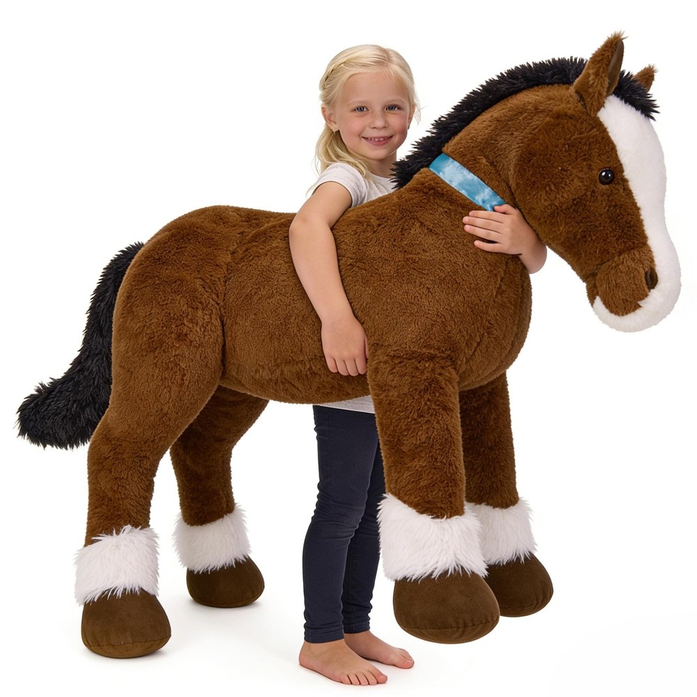 Large Horse Stuffed Animal, Big Horse Plush Toy, Ridable Stuffy Pony for Girl…