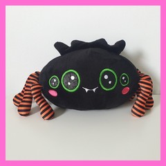 Dan Dee Halloween Spider Plush Multiple Eyes Black Orange Green Vintage Toy