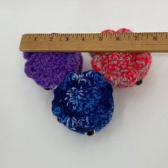 3 Handmade Crochet Octopus Amigurumi Plush Trio Purple Blue Red Small Desk Pets