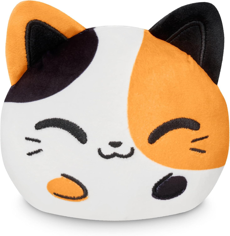 TeeTurtle Reversible Cat Plushie Cute Kawaii Calico Kitty Happy to Angry NWT