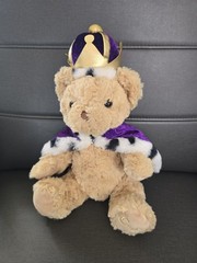 Keel Toys King Teddy Bear Plush Purple Royal Crown Cape Coronation 10”