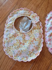 Set ALIMROSE Baby Bibs Scalloped Edge Bib Lot Sweet Marigold & Rose Garden New