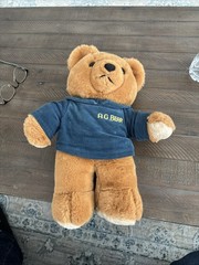 1985 Axlon A.G. 15″ Bear Plush Brown Bear Blue Shirt
