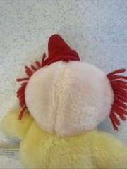 Vintage Eden Pastel Yellow Clown Plush Stuffed Animal Bell Rattle Sleeping Hat