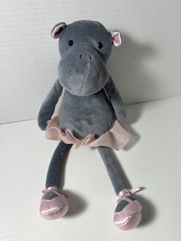 Retired Jellycat Dancing Darcey Hippo Ballerina Plush Gray And Pink